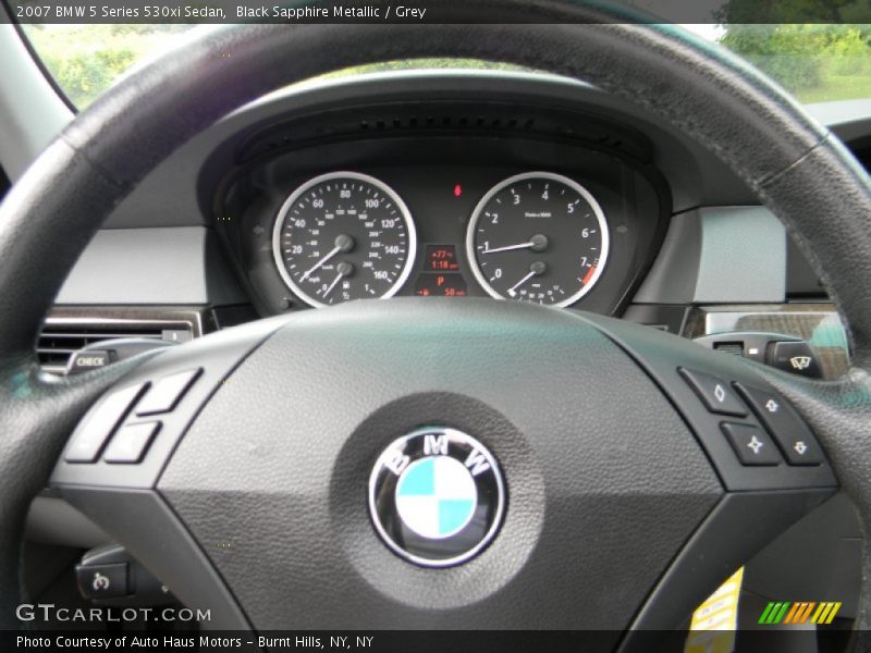 Black Sapphire Metallic / Grey 2007 BMW 5 Series 530xi Sedan