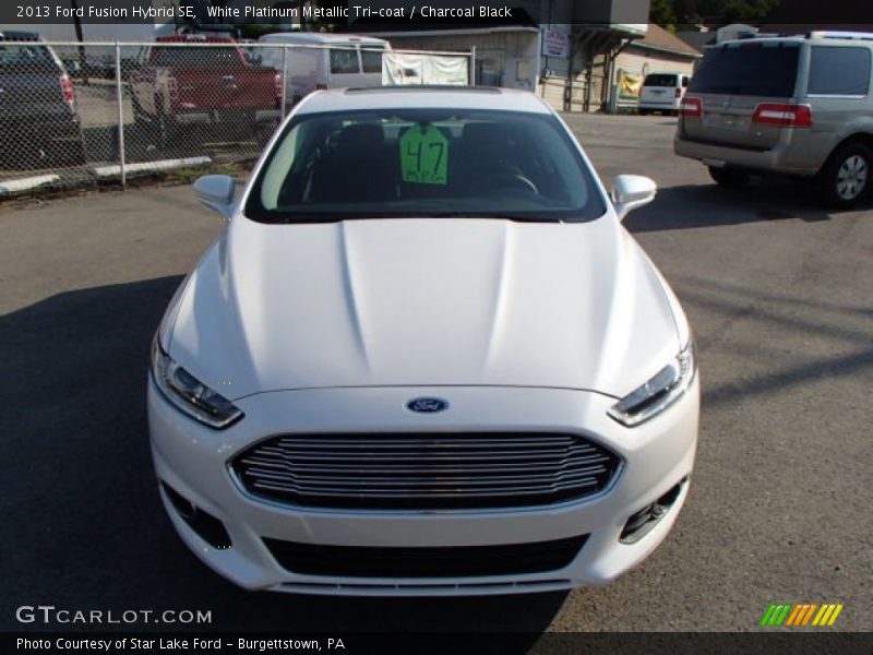 White Platinum Metallic Tri-coat / Charcoal Black 2013 Ford Fusion Hybrid SE