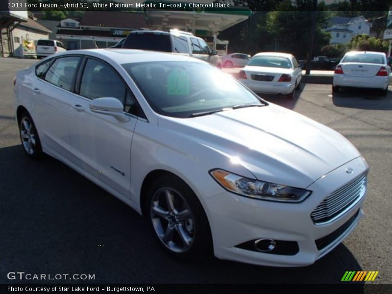 White Platinum Metallic Tri-coat / Charcoal Black 2013 Ford Fusion Hybrid SE