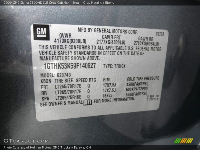 Stealth Gray Metallic / Ebony 2009 GMC Sierra 2500HD SLE Crew Cab 4x4