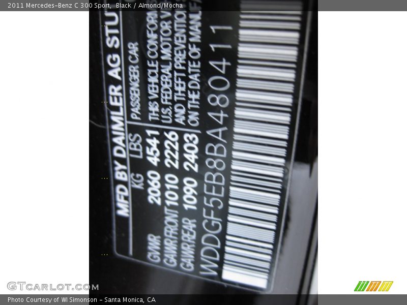 Black / Almond/Mocha 2011 Mercedes-Benz C 300 Sport