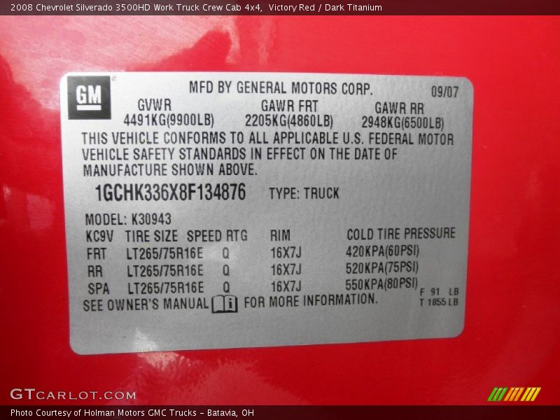 Victory Red / Dark Titanium 2008 Chevrolet Silverado 3500HD Work Truck Crew Cab 4x4