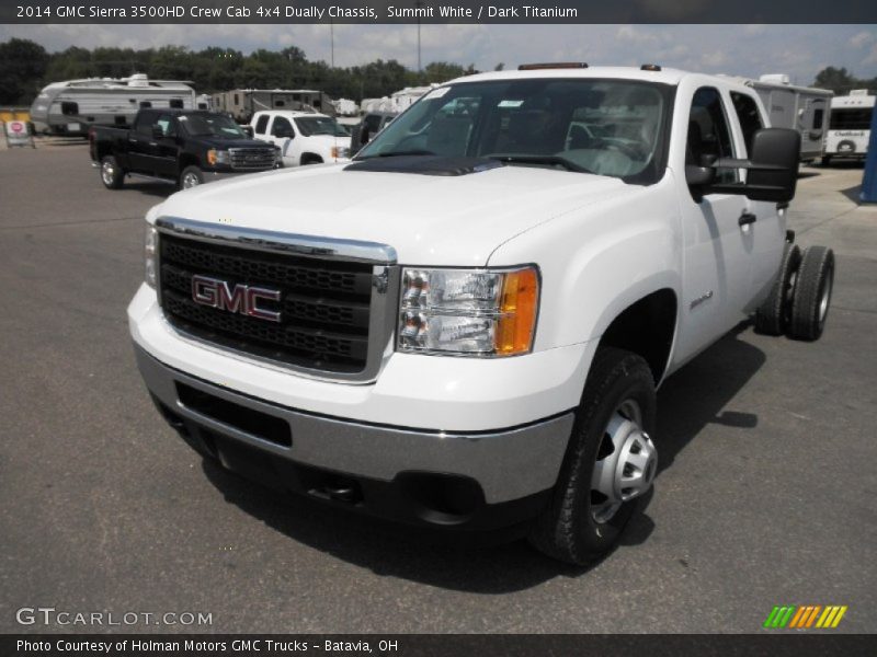 Summit White / Dark Titanium 2014 GMC Sierra 3500HD Crew Cab 4x4 Dually Chassis