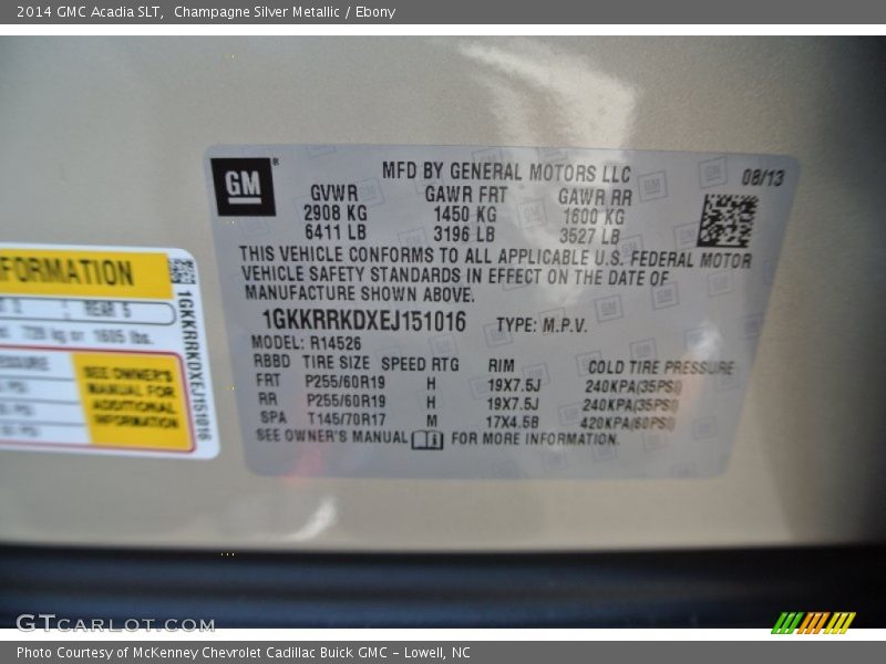 Champagne Silver Metallic / Ebony 2014 GMC Acadia SLT