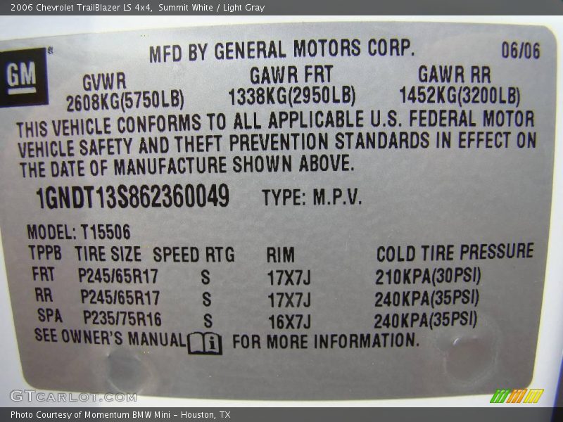 Summit White / Light Gray 2006 Chevrolet TrailBlazer LS 4x4