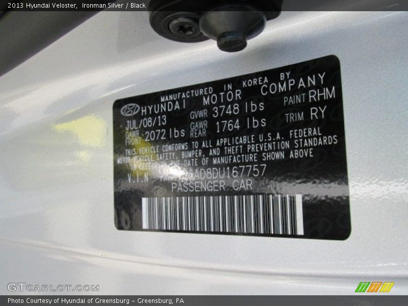 Ironman Silver / Black 2013 Hyundai Veloster
