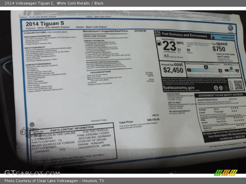 White Gold Metallic / Black 2014 Volkswagen Tiguan S