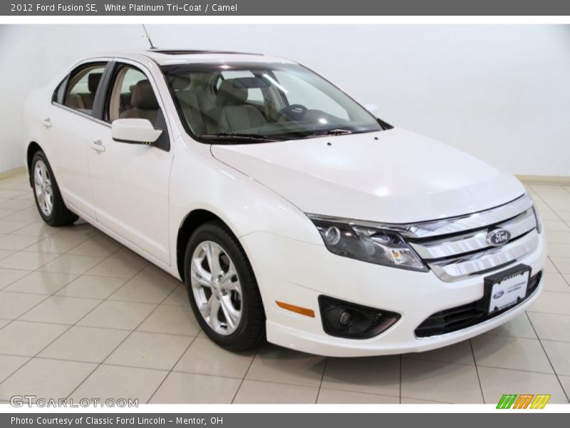 White Platinum Tri-Coat / Camel 2012 Ford Fusion SE