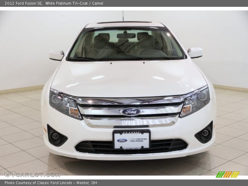 White Platinum Tri-Coat / Camel 2012 Ford Fusion SE