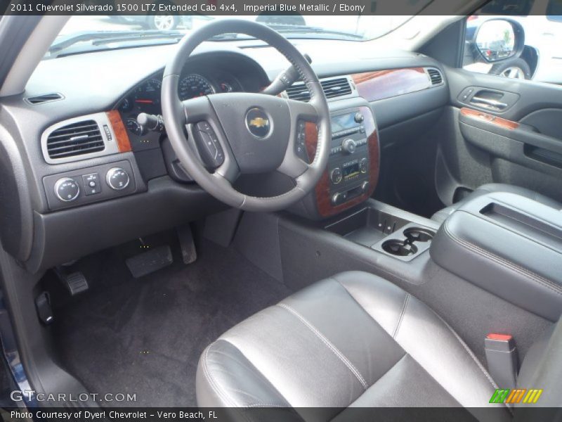 Ebony Interior - 2011 Silverado 1500 LTZ Extended Cab 4x4 