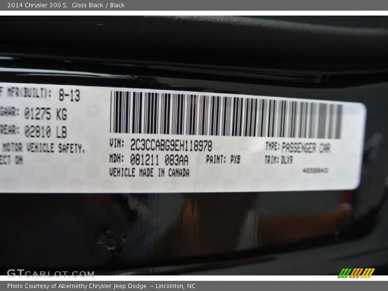 2014 300 S Gloss Black Color Code PX8