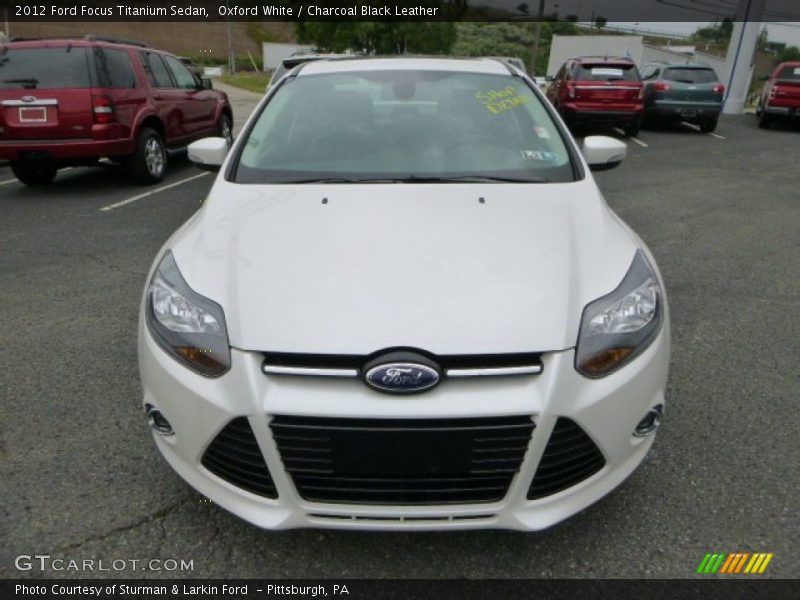 Oxford White / Charcoal Black Leather 2012 Ford Focus Titanium Sedan
