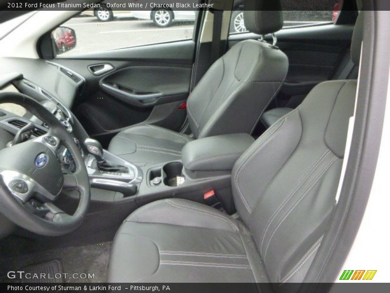 Oxford White / Charcoal Black Leather 2012 Ford Focus Titanium Sedan
