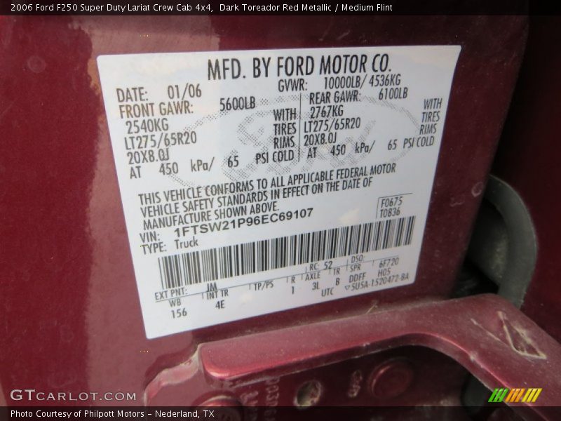 Dark Toreador Red Metallic / Medium Flint 2006 Ford F250 Super Duty Lariat Crew Cab 4x4