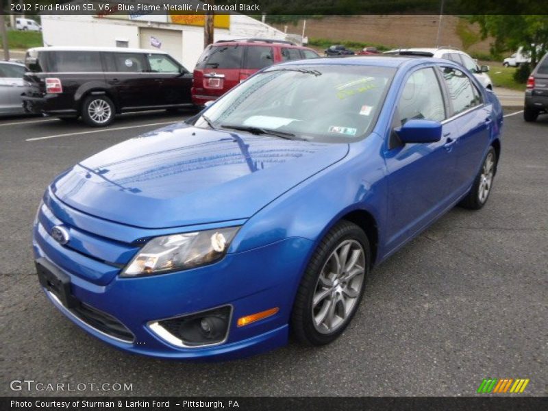 Blue Flame Metallic / Charcoal Black 2012 Ford Fusion SEL V6