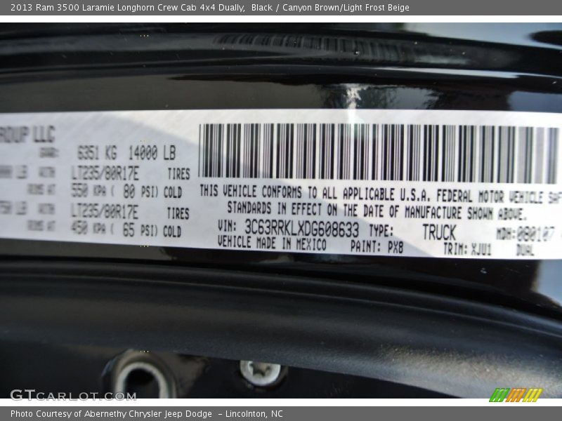 Black / Canyon Brown/Light Frost Beige 2013 Ram 3500 Laramie Longhorn Crew Cab 4x4 Dually