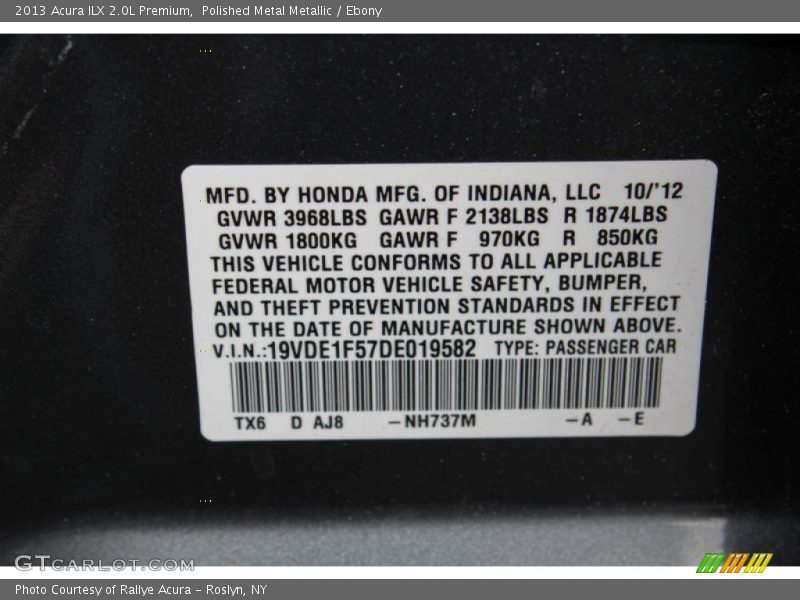 Polished Metal Metallic / Ebony 2013 Acura ILX 2.0L Premium