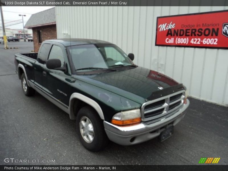 Emerald Green Pearl / Mist Gray 1999 Dodge Dakota SLT Extended Cab