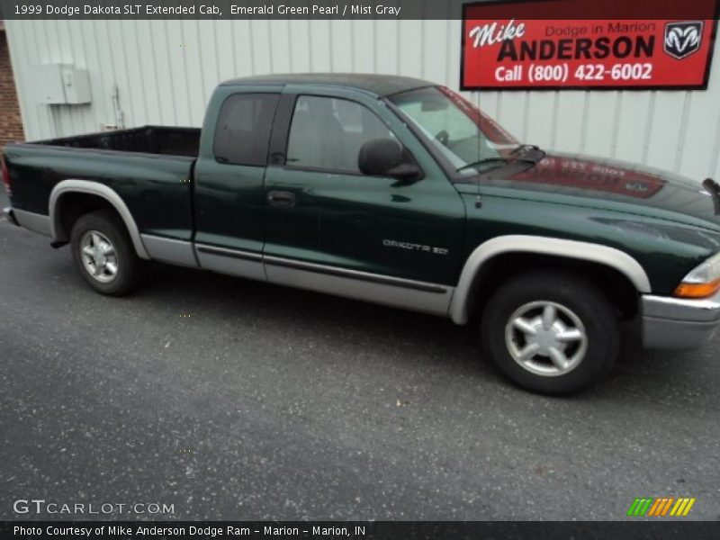 Emerald Green Pearl / Mist Gray 1999 Dodge Dakota SLT Extended Cab