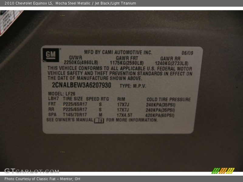 Mocha Steel Metallic / Jet Black/Light Titanium 2010 Chevrolet Equinox LS