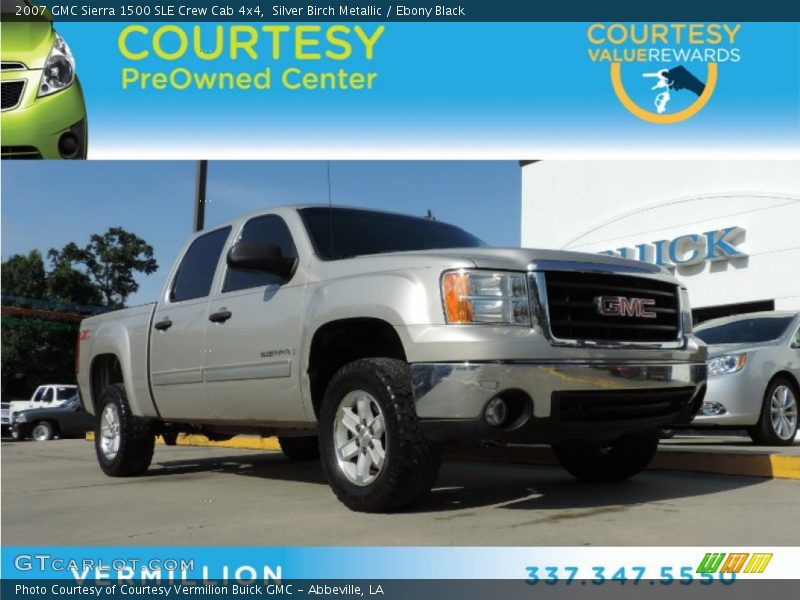 Silver Birch Metallic / Ebony Black 2007 GMC Sierra 1500 SLE Crew Cab 4x4