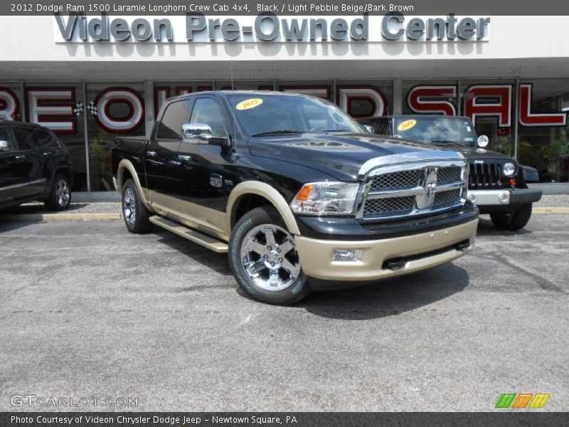 Black / Light Pebble Beige/Bark Brown 2012 Dodge Ram 1500 Laramie Longhorn Crew Cab 4x4