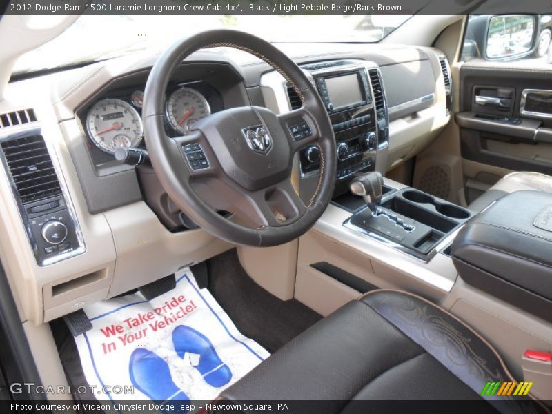 Black / Light Pebble Beige/Bark Brown 2012 Dodge Ram 1500 Laramie Longhorn Crew Cab 4x4