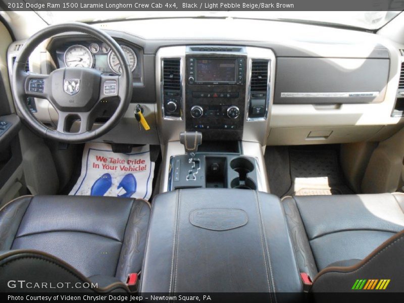 Black / Light Pebble Beige/Bark Brown 2012 Dodge Ram 1500 Laramie Longhorn Crew Cab 4x4