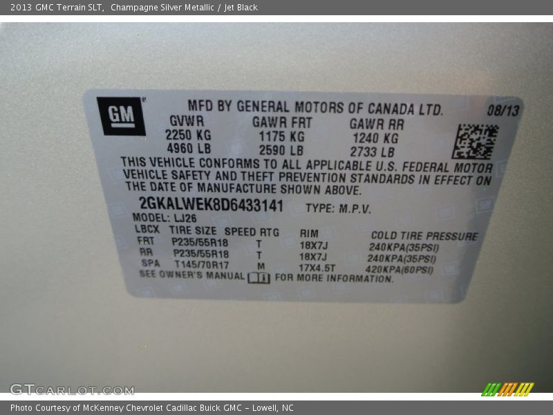 Champagne Silver Metallic / Jet Black 2013 GMC Terrain SLT