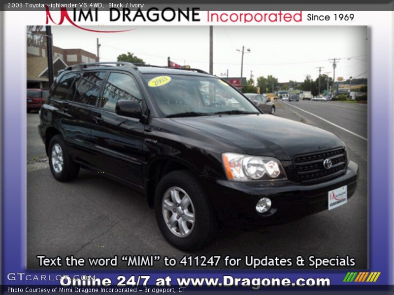 Black / Ivory 2003 Toyota Highlander V6 4WD