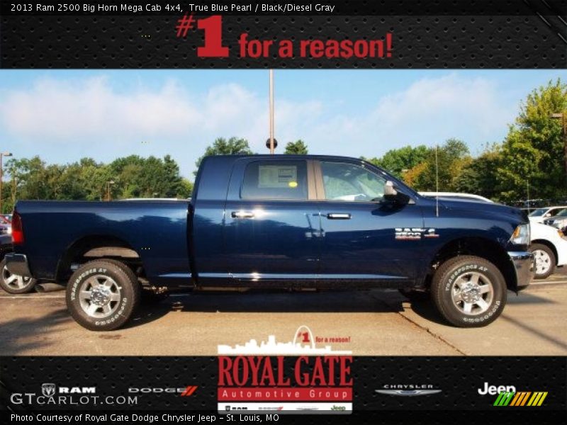 True Blue Pearl / Black/Diesel Gray 2013 Ram 2500 Big Horn Mega Cab 4x4