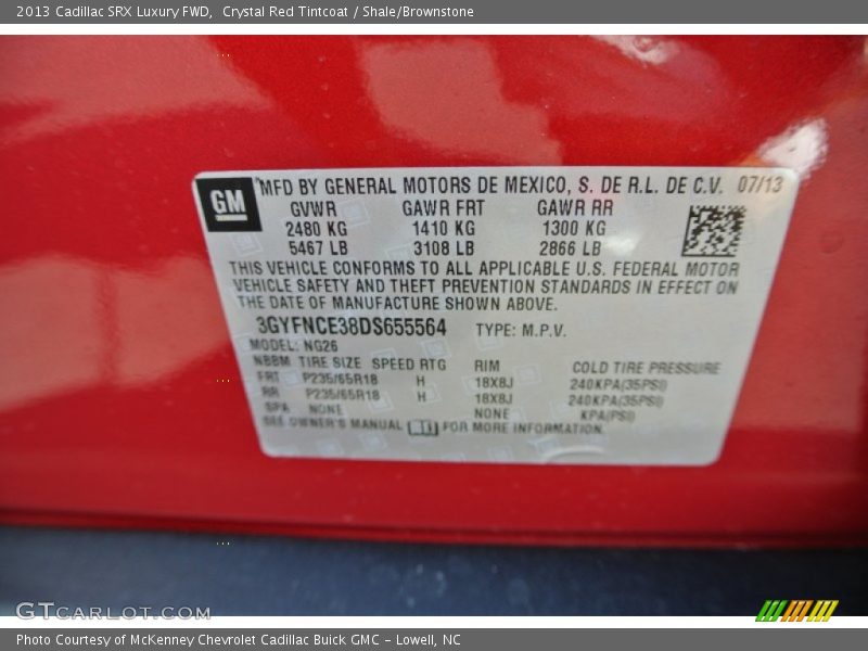Crystal Red Tintcoat / Shale/Brownstone 2013 Cadillac SRX Luxury FWD