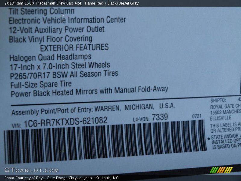 Flame Red / Black/Diesel Gray 2013 Ram 1500 Tradesman Crew Cab 4x4