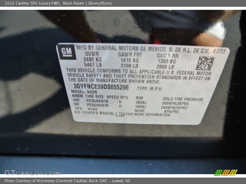 Black Raven / Ebony/Ebony 2013 Cadillac SRX Luxury FWD