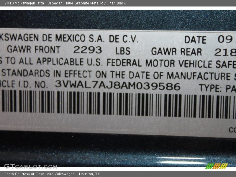 Blue Graphite Metallic / Titan Black 2010 Volkswagen Jetta TDI Sedan