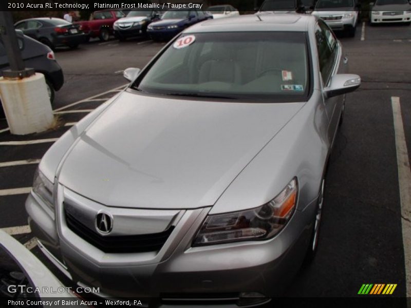 Platinum Frost Metallic / Taupe Gray 2010 Acura RL Technology
