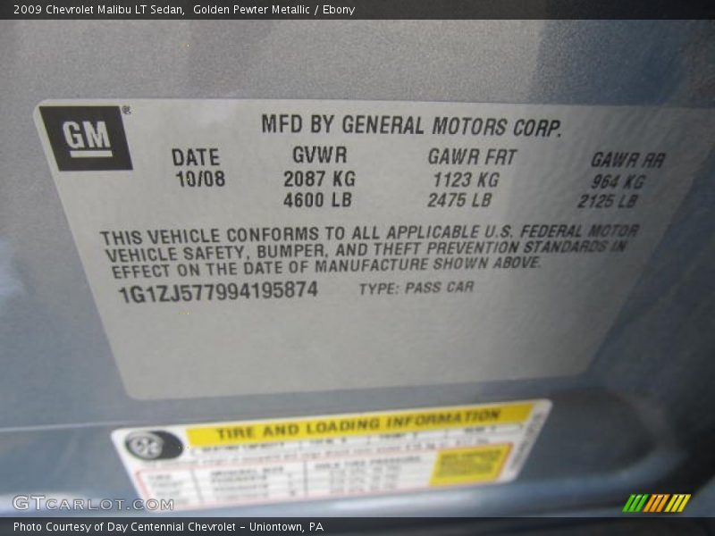 Golden Pewter Metallic / Ebony 2009 Chevrolet Malibu LT Sedan