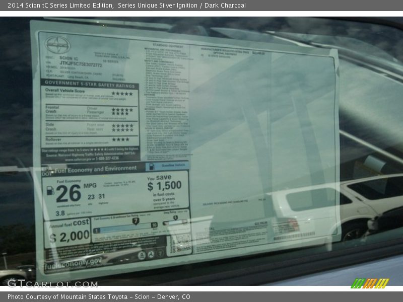 Series Unique Silver Ignition / Dark Charcoal 2014 Scion tC Series Limited Edition