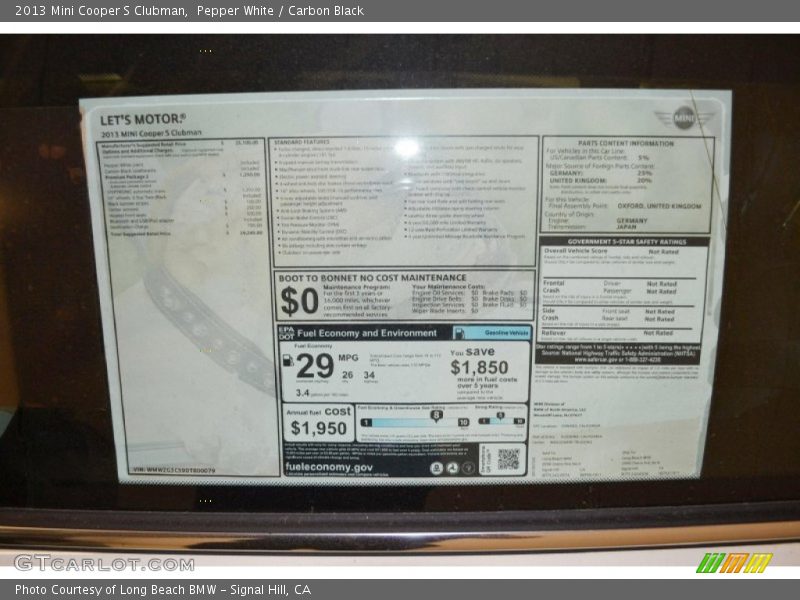 Pepper White / Carbon Black 2013 Mini Cooper S Clubman