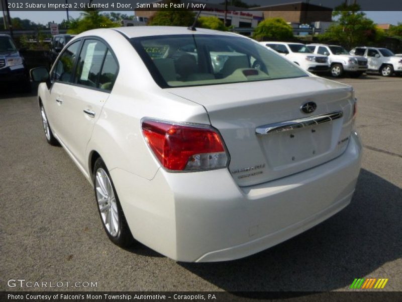 Satin White Pearl / Ivory 2012 Subaru Impreza 2.0i Limited 4 Door