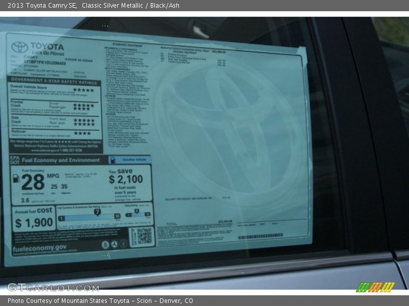 Classic Silver Metallic / Black/Ash 2013 Toyota Camry SE
