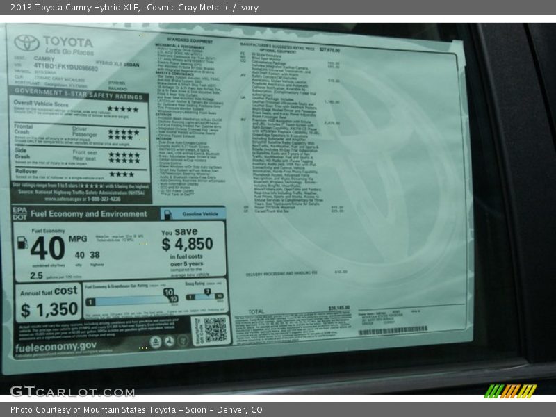 Cosmic Gray Metallic / Ivory 2013 Toyota Camry Hybrid XLE