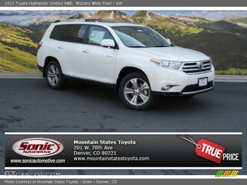 Blizzard White Pearl / Ash 2013 Toyota Highlander Limited 4WD