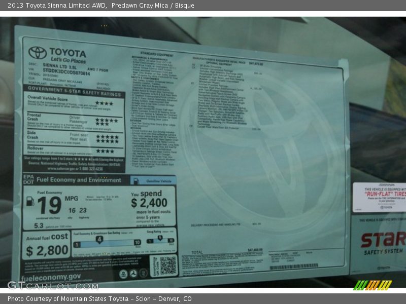 Predawn Gray Mica / Bisque 2013 Toyota Sienna Limited AWD