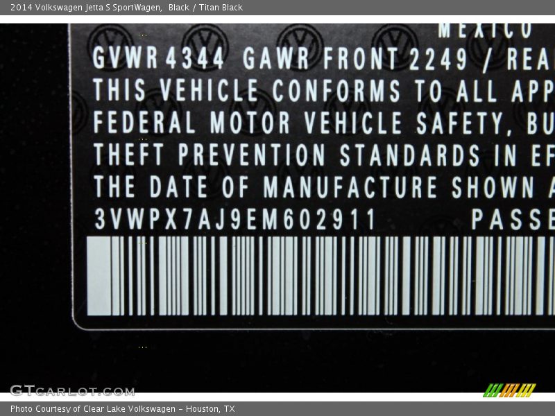Black / Titan Black 2014 Volkswagen Jetta S SportWagen