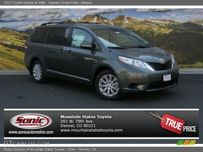 Cypress Green Pearl / Bisque 2013 Toyota Sienna LE AWD