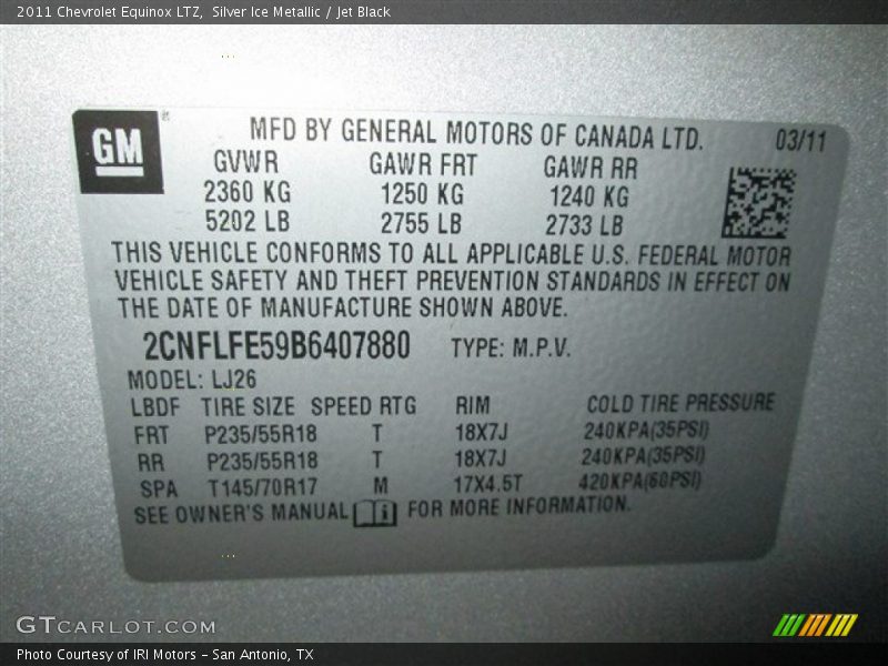 Silver Ice Metallic / Jet Black 2011 Chevrolet Equinox LTZ
