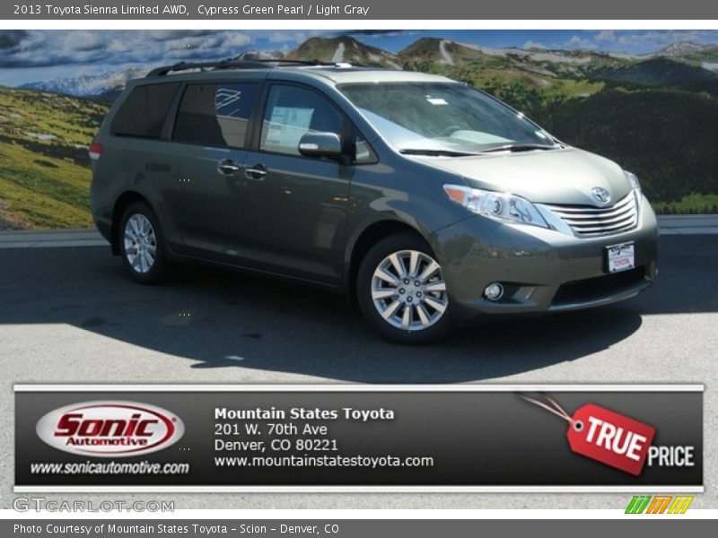 Cypress Green Pearl / Light Gray 2013 Toyota Sienna Limited AWD