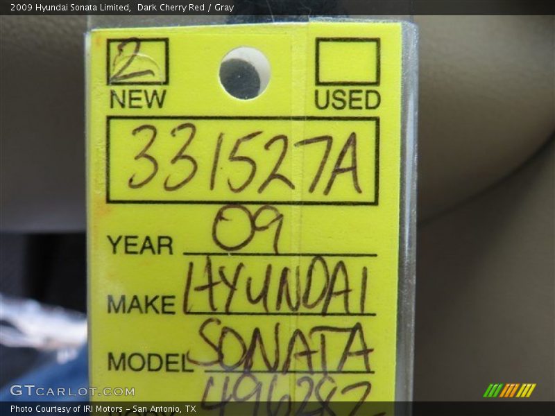 Dark Cherry Red / Gray 2009 Hyundai Sonata Limited