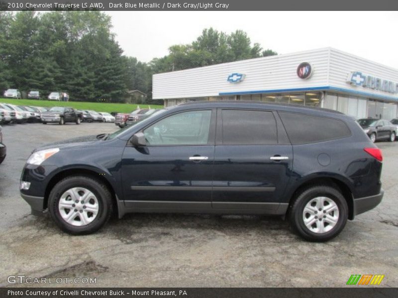 Dark Blue Metallic / Dark Gray/Light Gray 2010 Chevrolet Traverse LS AWD